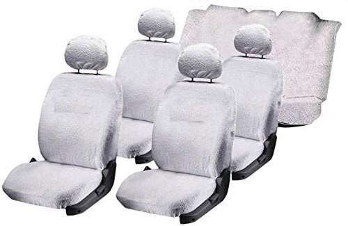 White Cotton Towel Car Seat Cover For Mahindra Scorpio (7-seater) 